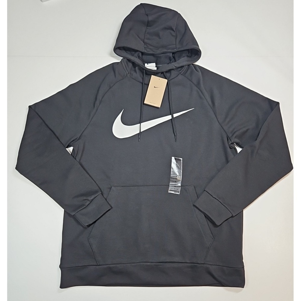 Nike Mens Black Dri-Fit Pullover Training Swoosh Hoodie Size Medium NWT